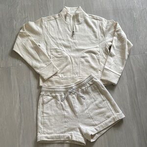 Zella Cream Quarter-Zip Pullover and Shorts Set